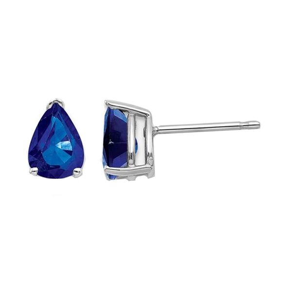 1.90 Carat (ctw) Pear Cut Blue Sapphire Solitaire Earrings in 14K White Gold